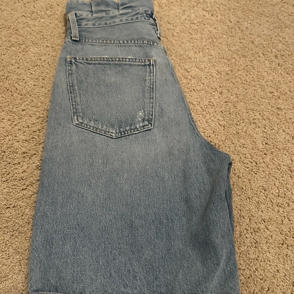 Agolde Blue long length High-Waisted denim shorts